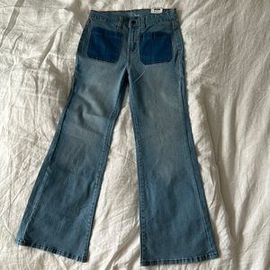 Time and Tru (6) flare bell bottom high rise patch pocket jeans NWT